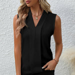 V-Neck Sleeveless Shirt - black