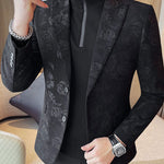 Slim Fit Floral Print Casual Blazer