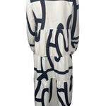Black and White Abstract Print Tiered Maxi Dress