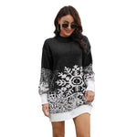 Christmas Snowflake Knit Mini Dress - black