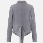 Denim Tie Long Sleeve Top & High Waist Pants Set