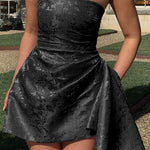 Tube Top Mini Dress With Big Bow - black