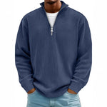 Corduroy Zipper Stand Collar Sweatshirt