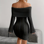 Off Shoulder Long Sleeve Mini Club Dress