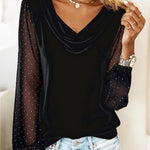 Elegant Diamond Mesh Sleeve Loose Top