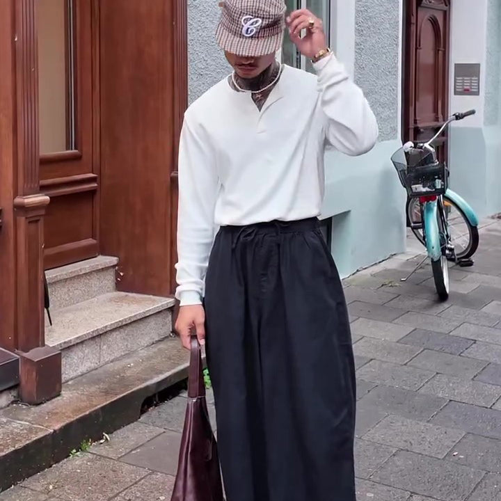 Casual Henley Neck Long Sleeve Top