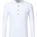 Men's Linen Blend Half-Button Shirt - white