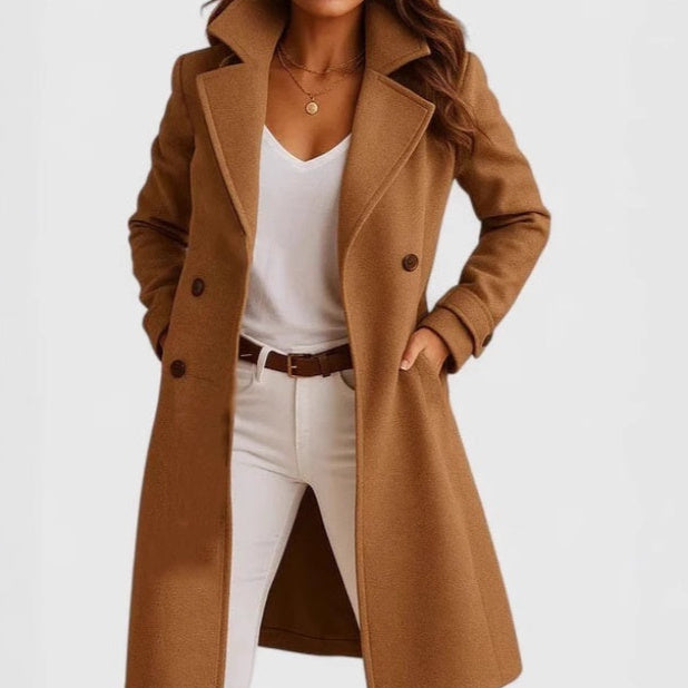Single-breasted Mid-length Coat With Pockets - brown