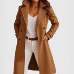 Single-breasted Mid-length Coat With Pockets - brown