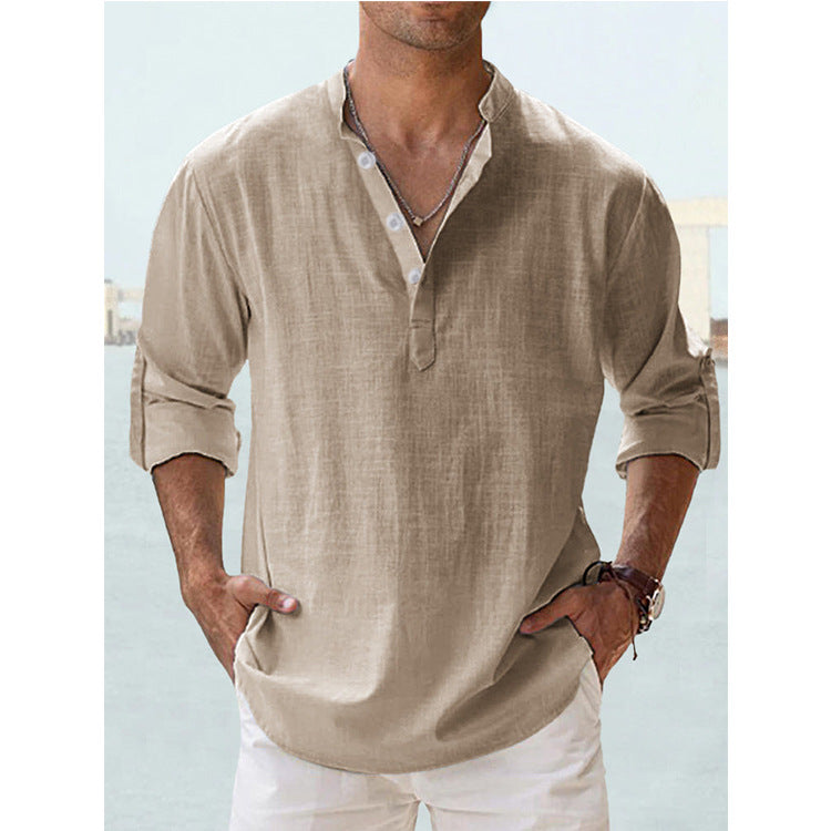 Casual Cotton Linen Shirt - Beige