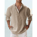 Casual Cotton Linen Shirt - Beige