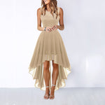 Lace Patchwork Chiffon Dress - aprcot