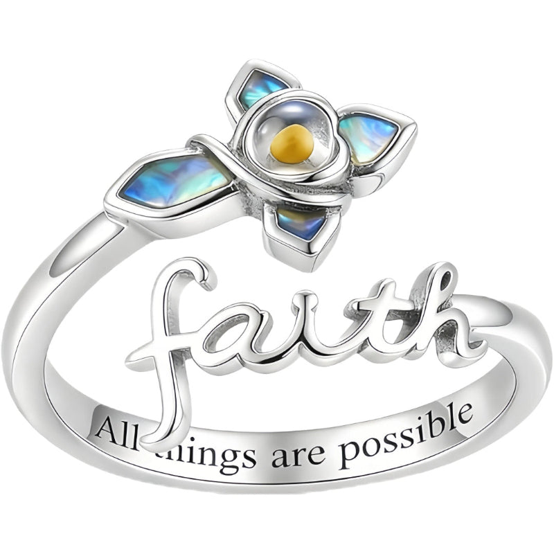 Sterling Silver Faith Cross Adjustable Ring