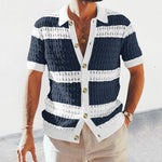 Men's Polo Neck Short Sleeve Shirts - navy blue