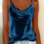 Velour Sleeveless Tops - blue