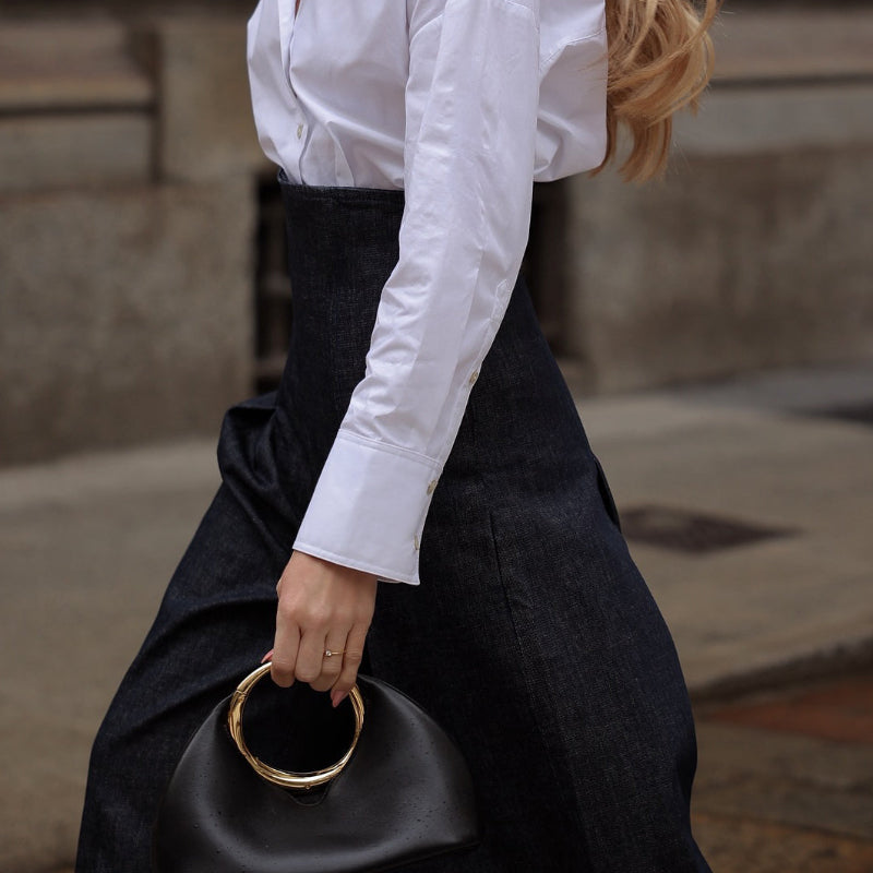 Elegant High-waist Wide-leg Jeans - denim