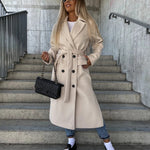 Long Sleeve Coat With Belt - white