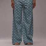 Casual Polka Dot Mid-rise Non-stretch Jeans