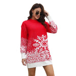 Christmas Snowflake Knit Mini Dress - red