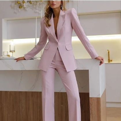 Carmine Pink Formal And Fashionable 2-Piece Suit