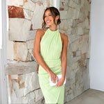 Halter Split Midi Dress Style -white