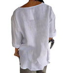 V-neck Long-sleeved Tops -white
