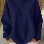 Ins Waffle Long-sleeved T-shirt - navy blue