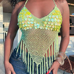 Sequined Tassel Camisole Top