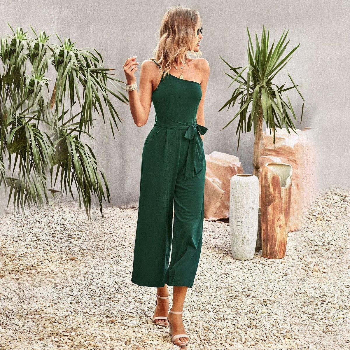 Off-shoulder strapping jumpsuit - runwayfashionista.com