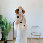 Tassel Pleated T-shirt Round Neck Short Sleeves - runwayfashionista.com