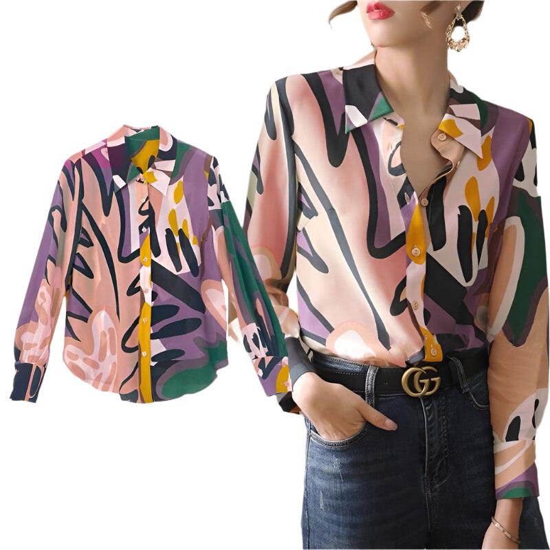 Turn Down Collar Full Sleeve Chiffon Shirts - runwayfashionista.com
