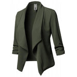 Long Sleeve Asymmetrical Casual Blazers - runwayfashionista.com