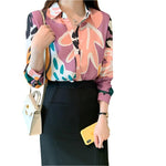 Turn Down Collar Full Sleeve Chiffon Shirts - runwayfashionista.com