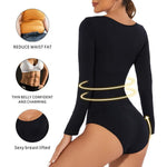 Long Sleeve Body Slimming Bodysuit - runwayfashionista.com