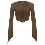 Low V Neck Long Sleeve T-Shirt - runwayfashionista.com
