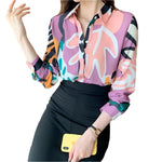Turn Down Collar Full Sleeve Chiffon Shirts - runwayfashionista.com