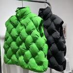 New Fashion Woven Pattern Warm Down Vest - runwayfashionista.com