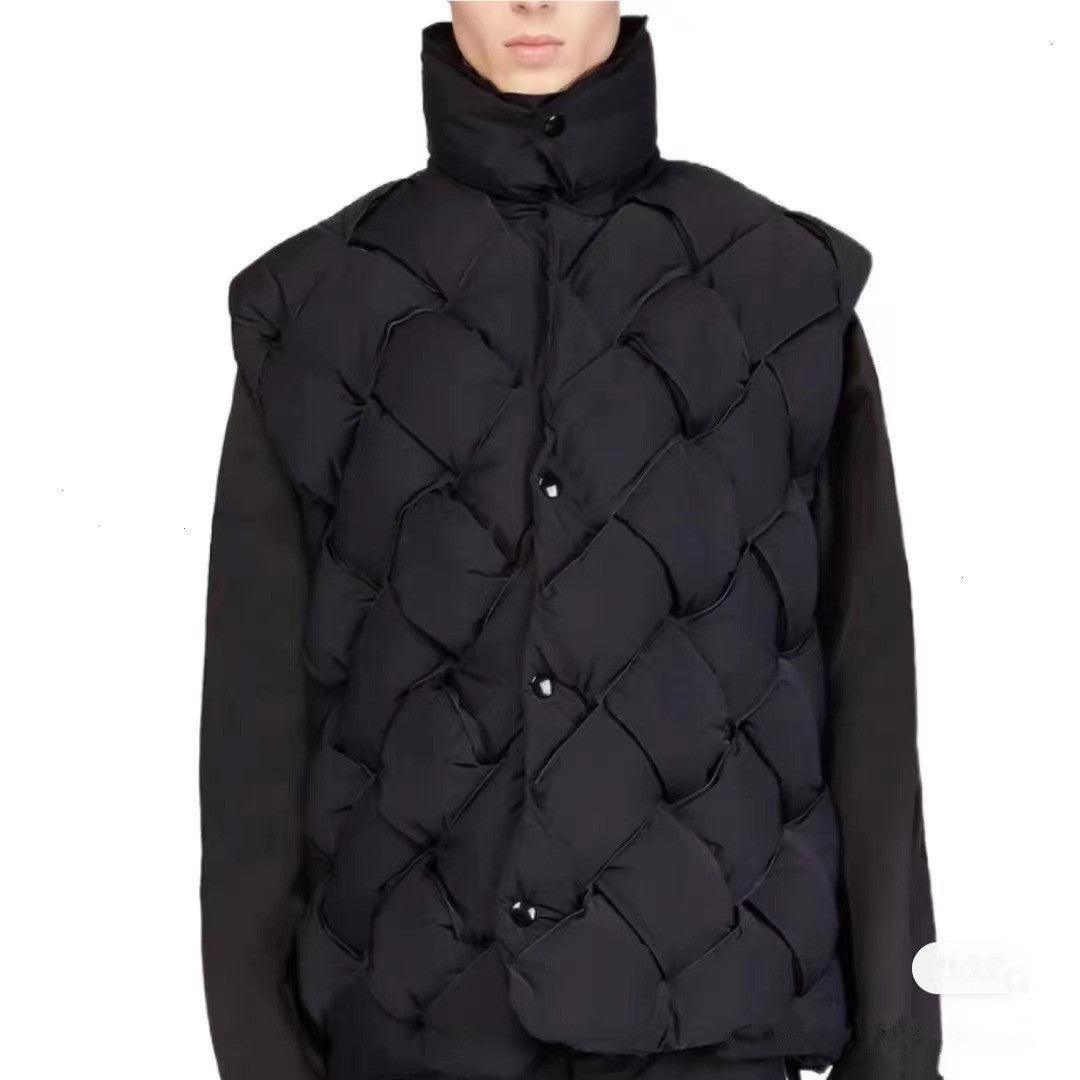 New Fashion Woven Pattern Warm Down Vest - runwayfashionista.com