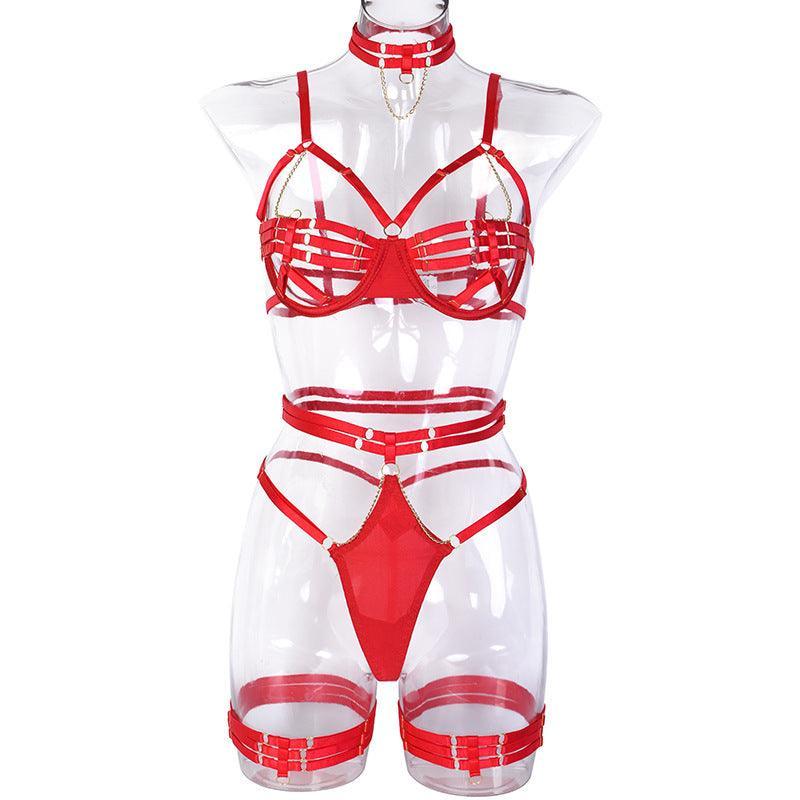 Silk Hollow Erotic Lingerie Four-Piece Set - runwayfashionista.com