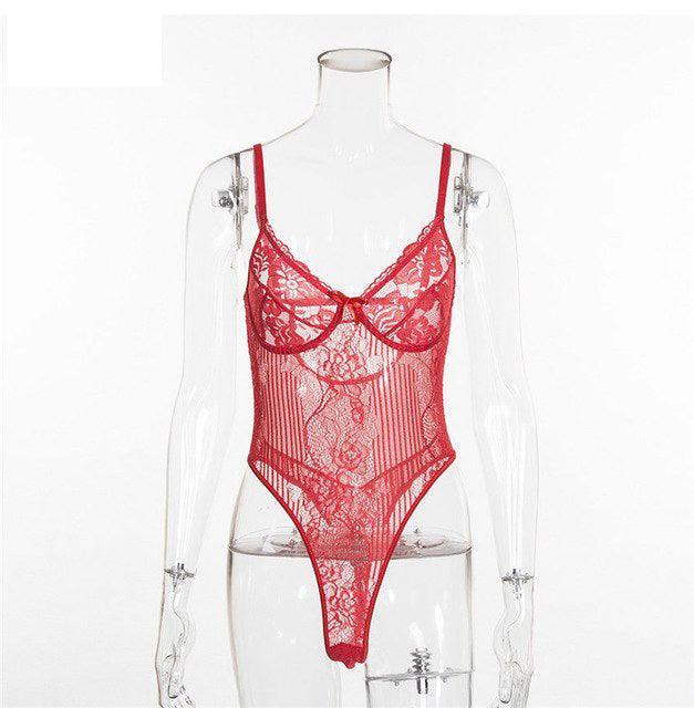 Floral Embroidery Hollow Out Lace Bodysuit - runwayfashionista.com
