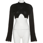 Crop Top Long Sleeve Knit - runwayfashionista.com