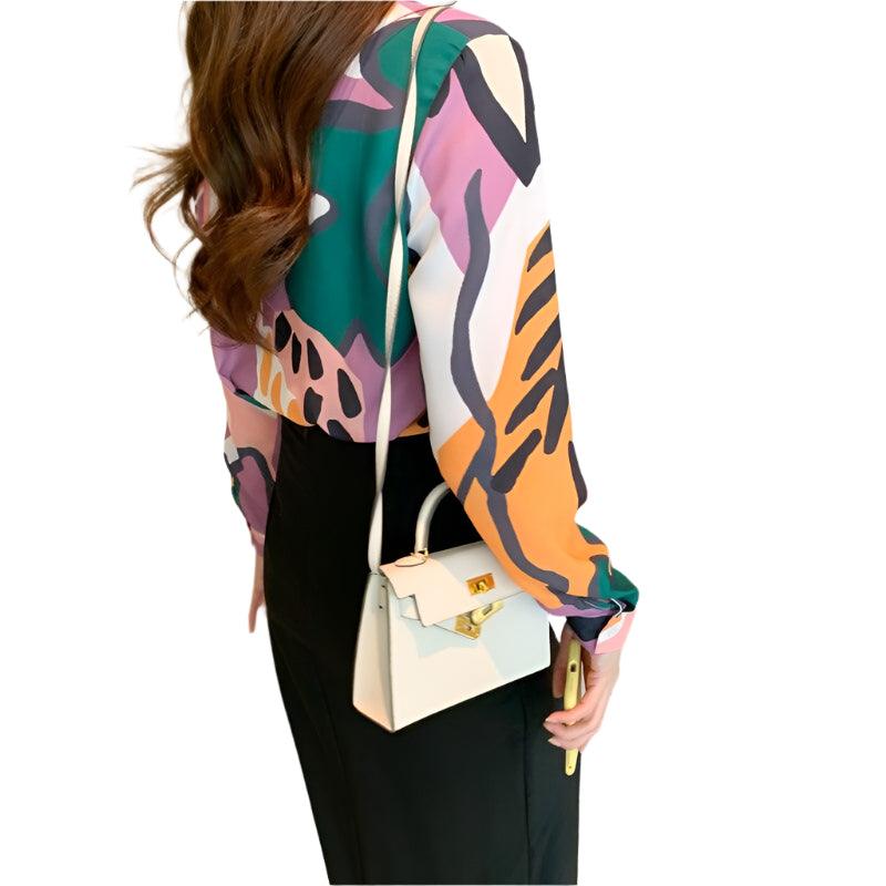 Turn Down Collar Full Sleeve Chiffon Shirts - runwayfashionista.com