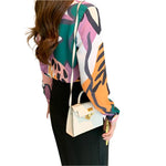 Turn Down Collar Full Sleeve Chiffon Shirts - runwayfashionista.com