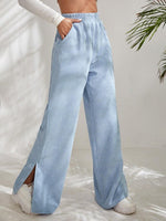Corduroy Splice Slit Bottom Pants - runwayfashionista.com