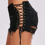 High Waist Ripped Jeans Short - runwayfashionista.com