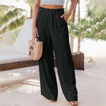 Ruffled Patch Pocket Wide Leg Pants - runwayfashionista.com