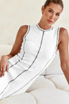 Stitch Perfect: Accessorizing Your Edgy Contrast Stitch Maxi Tank Dress