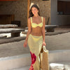 Three-Piece Bikini Set: The Ultimate Summer Statement in Yellow Print