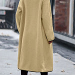 Contrast Trim Long Sleeve Coat with Pockets - runwayfashionista.com