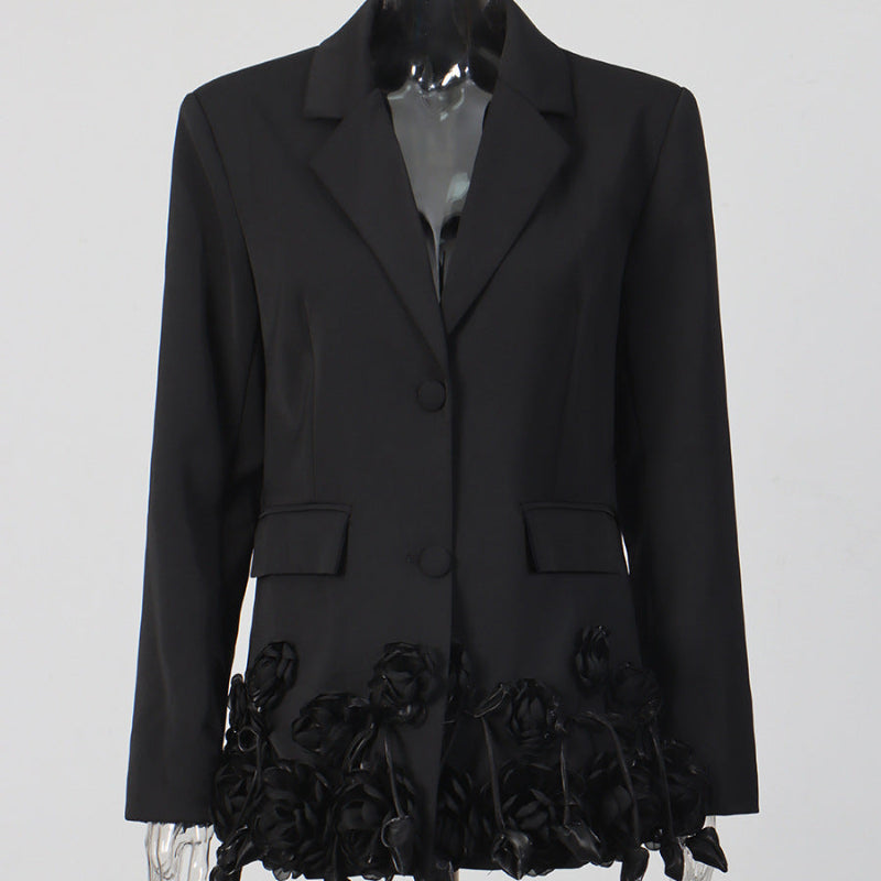 Elegant Three-dimensional Floral Loose-fitting Blazers